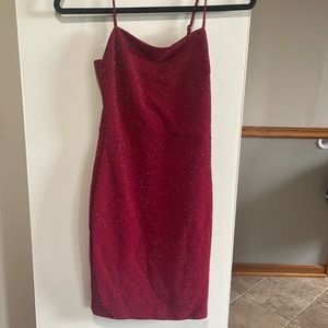 Red sparkle mini dress